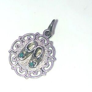 𝅺vtg Sterling Silver Turquoise Stone Shoes Mini Charm Bracelet Charm